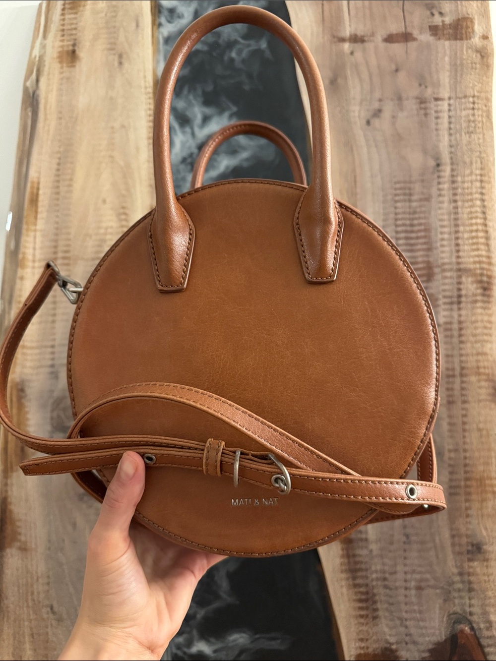 Matt & Nat Round Tan Crossbody Tote